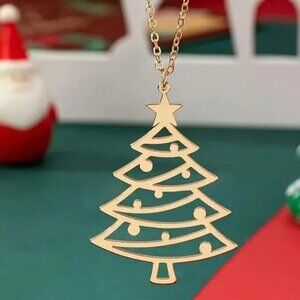 Gold CHRISTMAS TREE Pendant Necklace